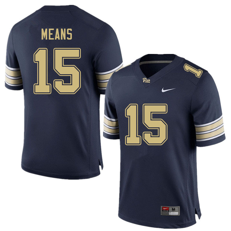 Men #15 Bub Means Pitt Panthers College Football Jerseys Sale-Navy